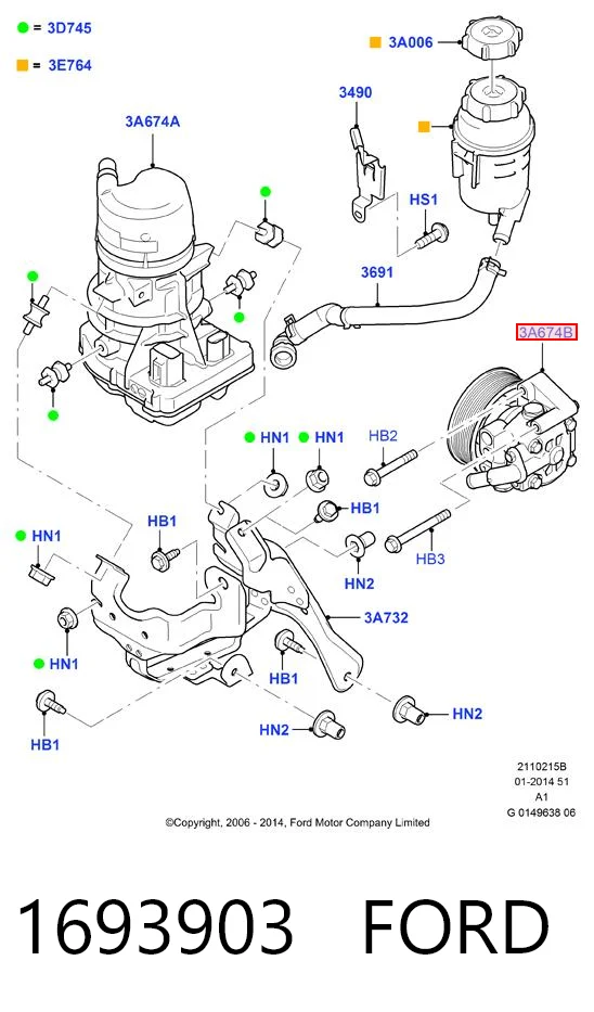 1693903 Ford Bomba da Direção hidrâulica assistida
