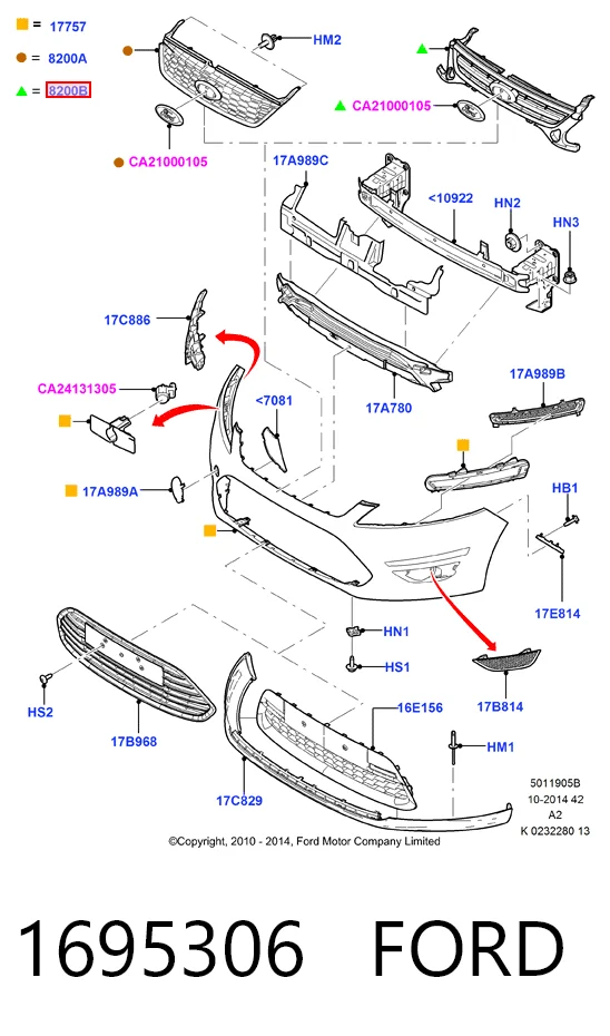 Grelha do radiador Ford Mondeo IV CA2