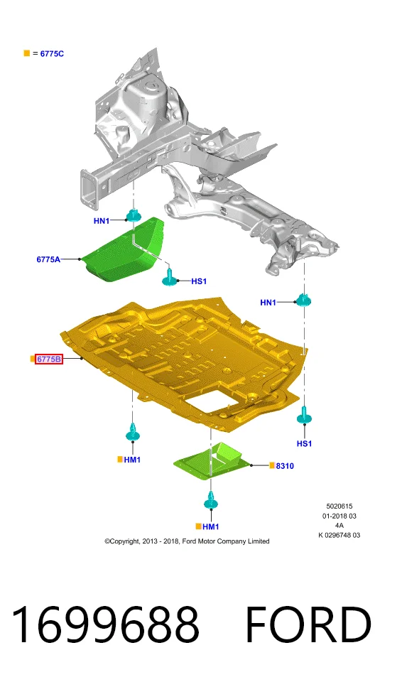 Proteção de motor, de panela (da seção de motor) para Ford Fiesta Mk6 CB1