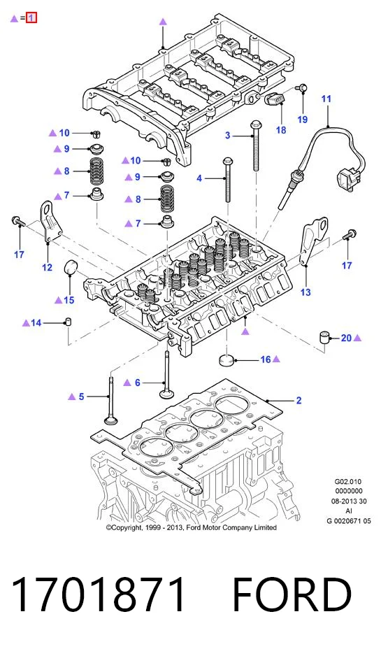 1701871 Ford Cabeça de motor (CBC)