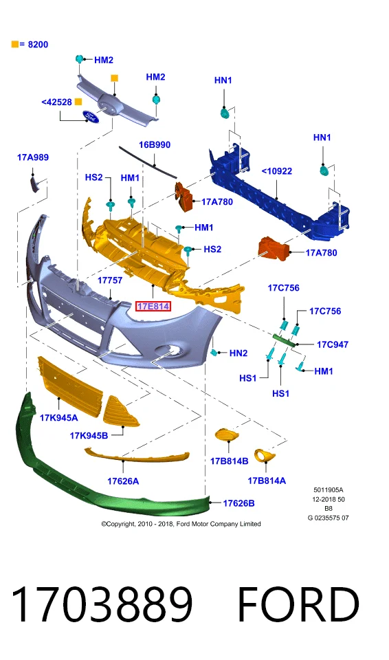 Consola central do pára-choque dianteiro Ford BM5117E778BA preço, a partir de 44,95 USD