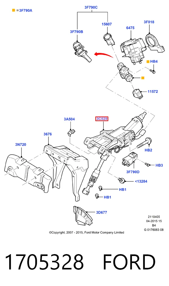 Coluna da direção Ford Focus preço, a partir de 74,62 USD