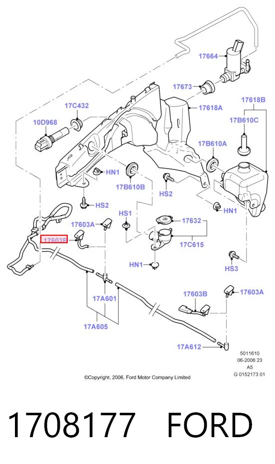 1708177 Ford Injetor de fluido para lavador de pára-brisas