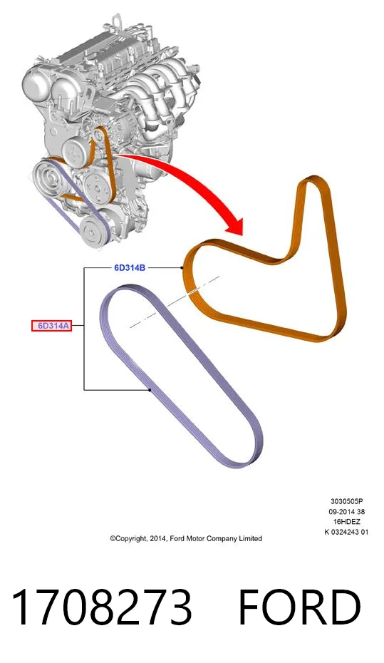 1708273 Ford Correia dos conjuntos de transmissão, kit