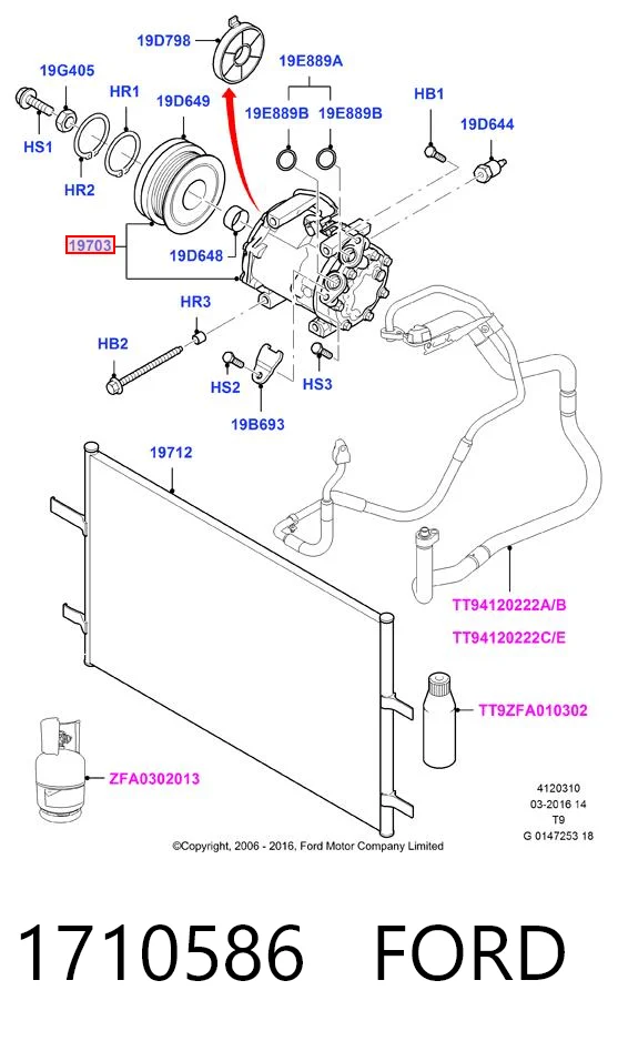1710586 Ford Compressor de aparelho de ar condicionado