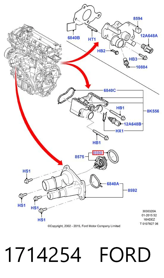 Vedante de termostato para Ford Fiesta CB1