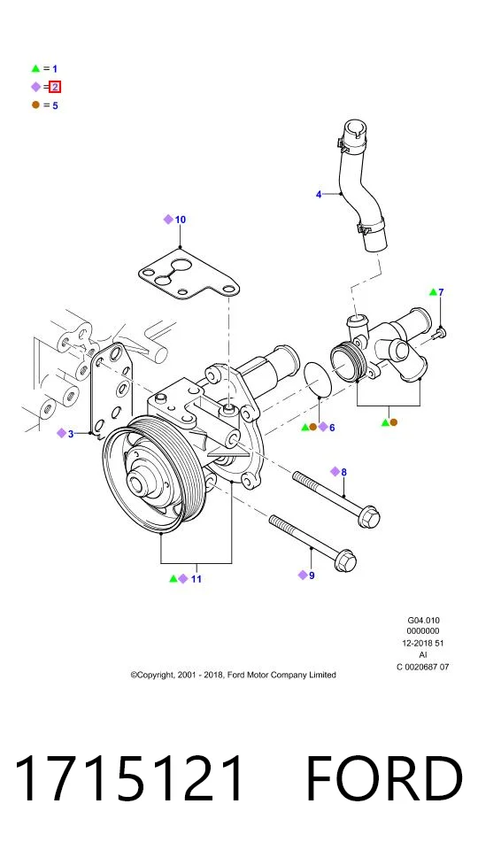 1715121 Ford Bomba de água (bomba) de esfriamento