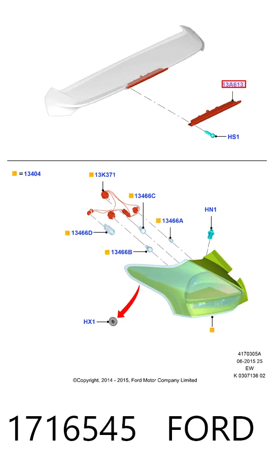 Sinal de parada traseiro adicional para Ford Fiesta Mk6 CB1