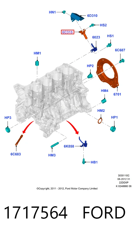1717564 Ford Sensor de posição (de revoluções) de cambota