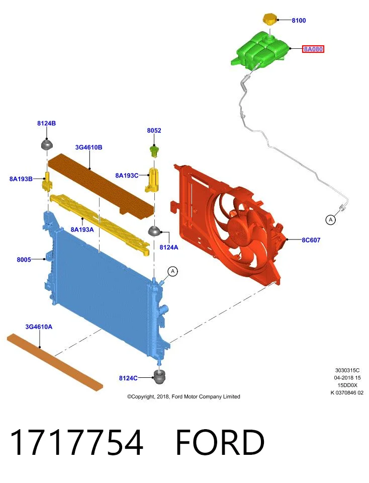 1717754 Ford Tanque de expansão do sistema de esfriamento