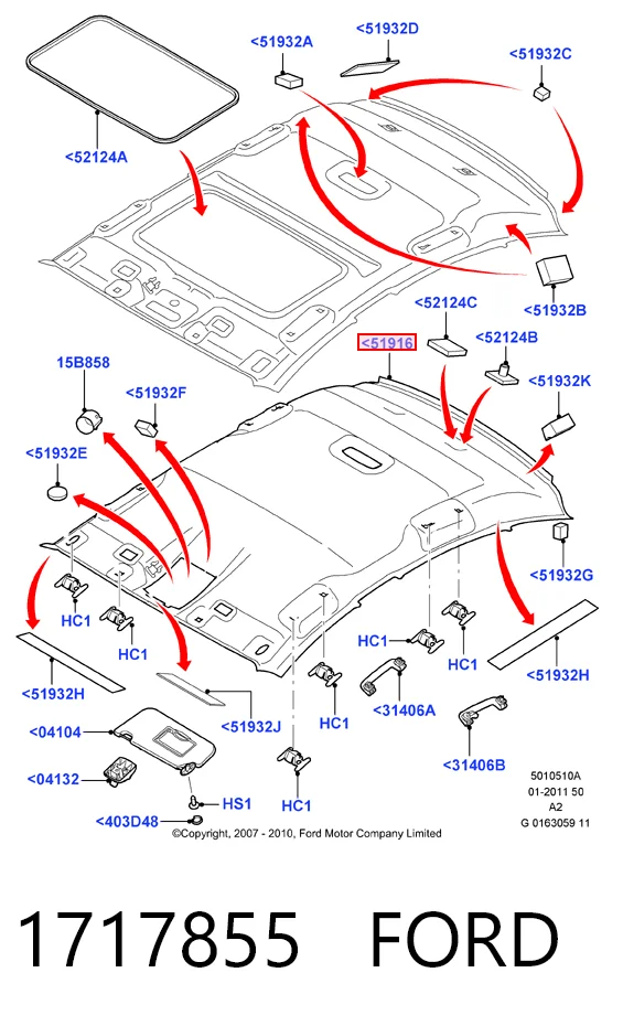 Revestimento do teto Ford Mondeo IV CA2 ao melhor preço