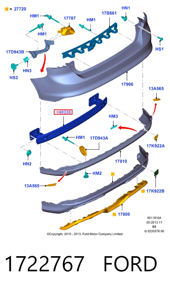 Reforçador do pára-choque traseiro para Ford Focus III CB8