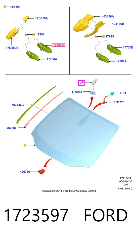 Espelho de salão interno para Ford Fiesta Mk6 CB1