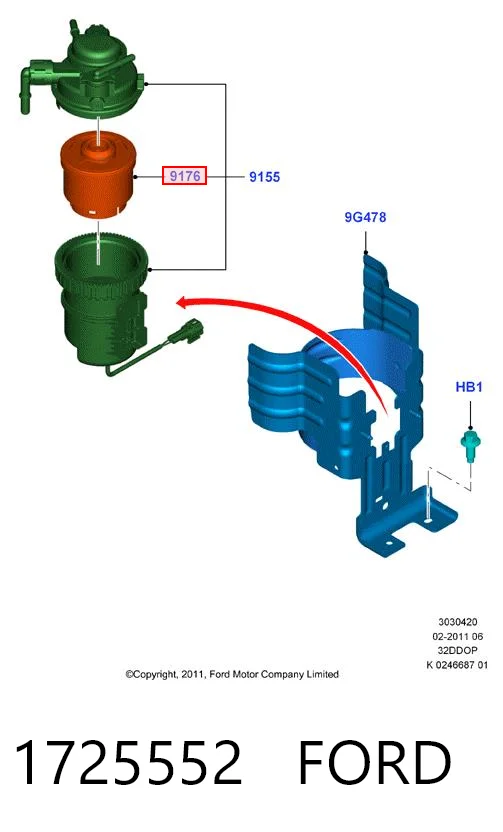 1725552 Ford Filtro de combustível