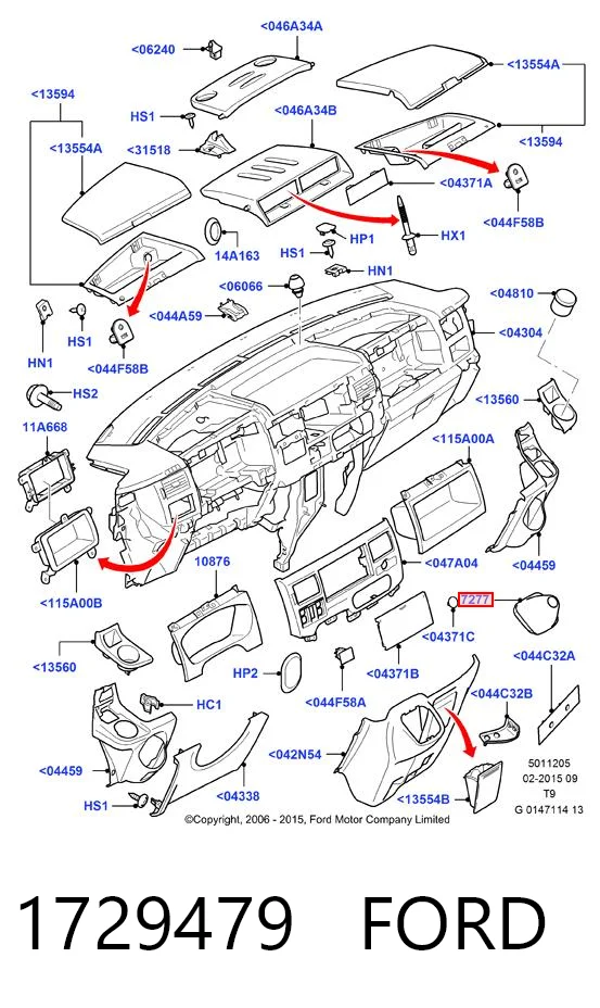 1729479 Ford Capa para a avalanca de mudança
