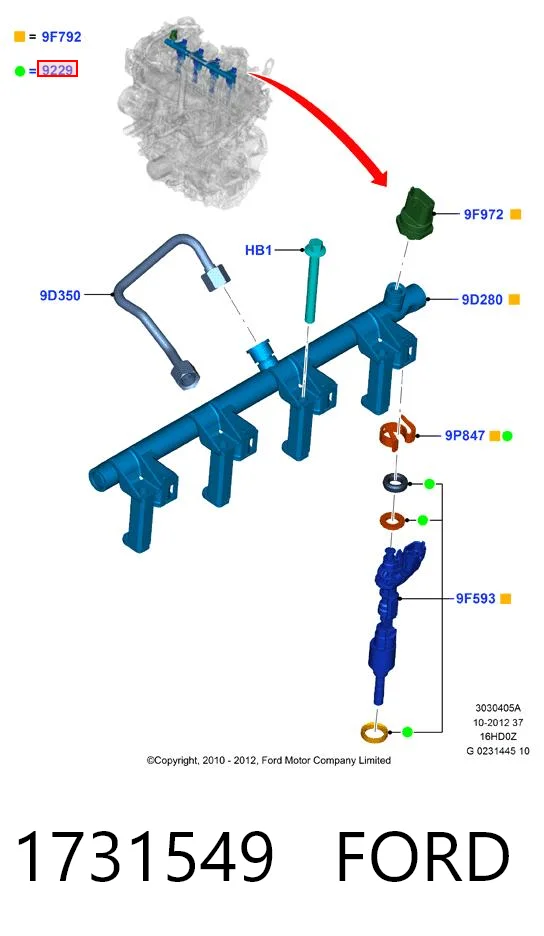 3557947 Opel Kit de reparação do injetor