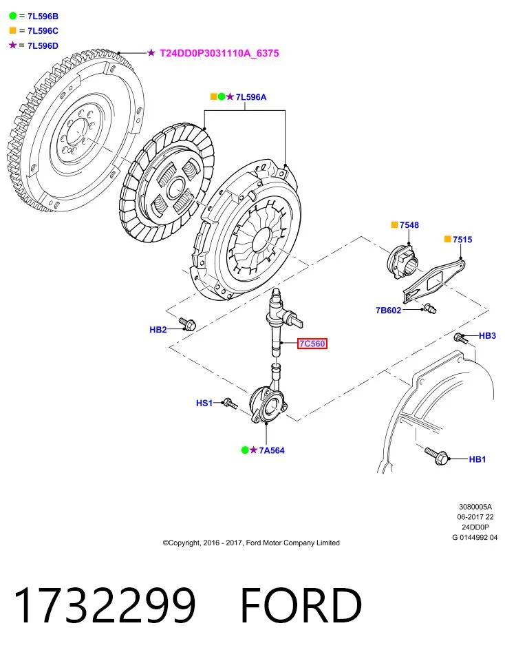 1732299 Ford Mangueira de embraiagem