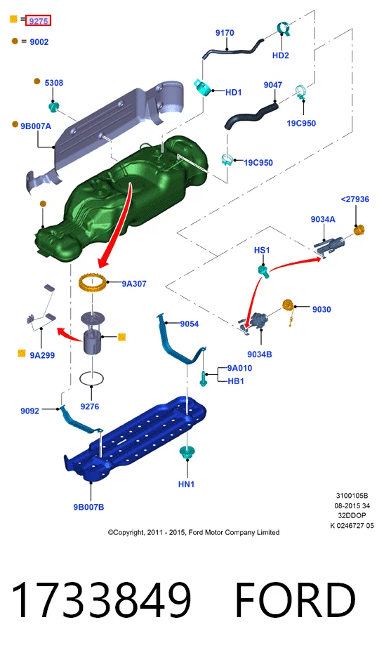 1733849 Ford Módulo de bomba de combustível com sensor do nível de combustível