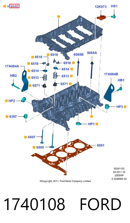 1740108 Ford Cabeça de motor (CBC)