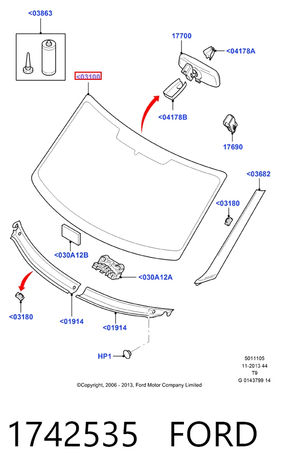 1742535 Ford Pára-brisas
