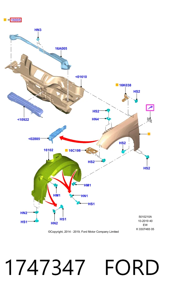  Pára-lama dianteiro esquerdo Ford Focus III hatchback (CB8) (2010 - 2020) III