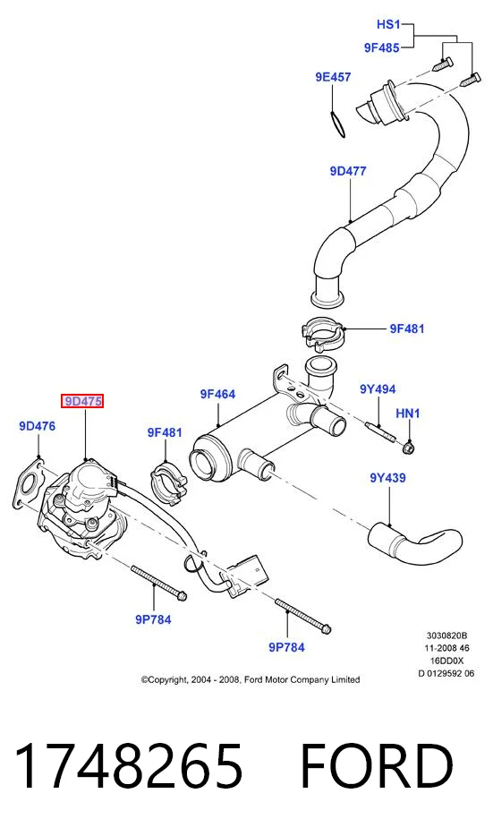 1748265 Ford Válvula EGR de recirculação dos gases