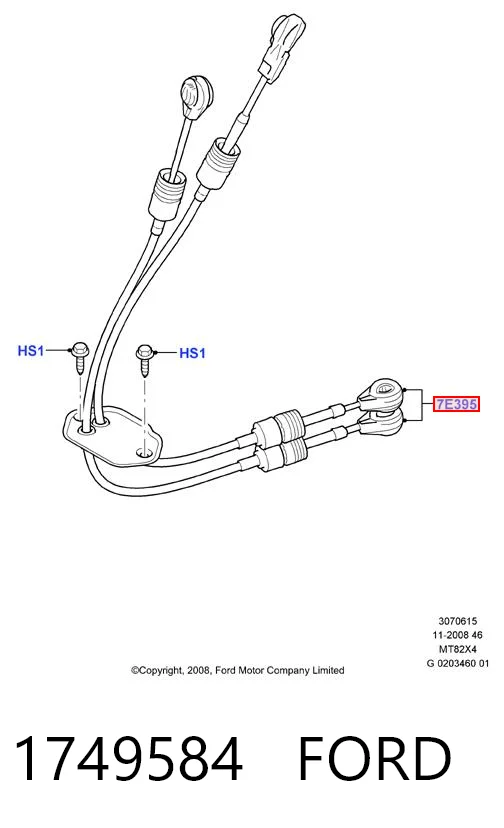 1749584 Ford Cabo de mudança duplo