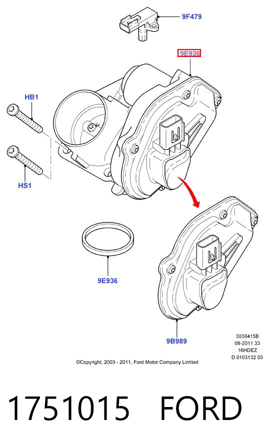 1751015 Ford Válvula de borboleta montada
