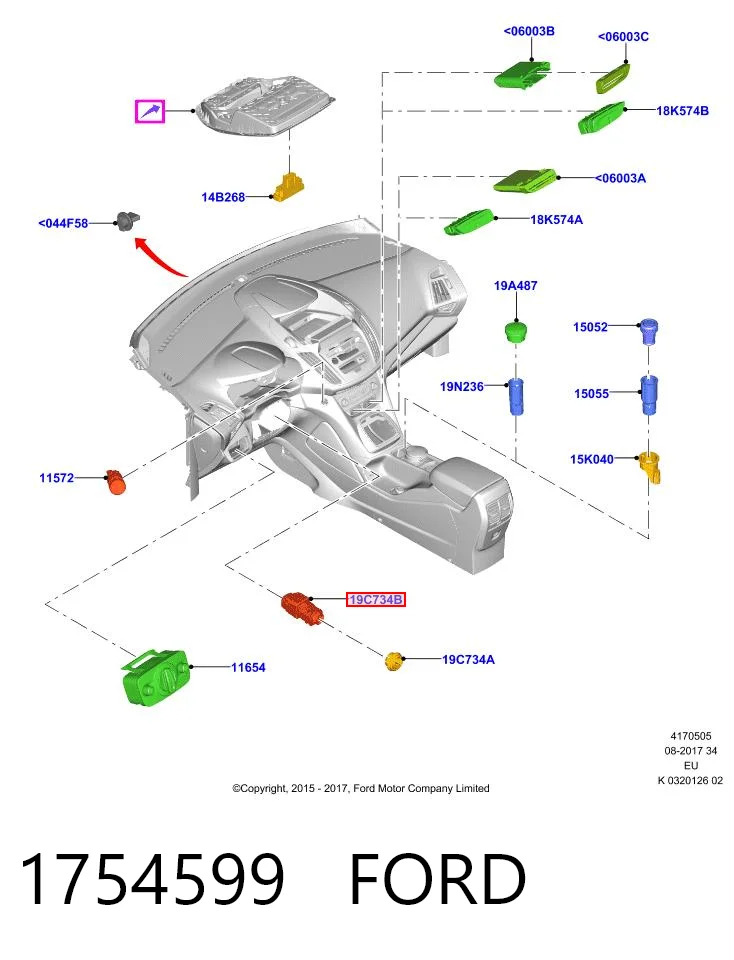 1754599 Ford Sensor de temperatura de aquecedor autônomo