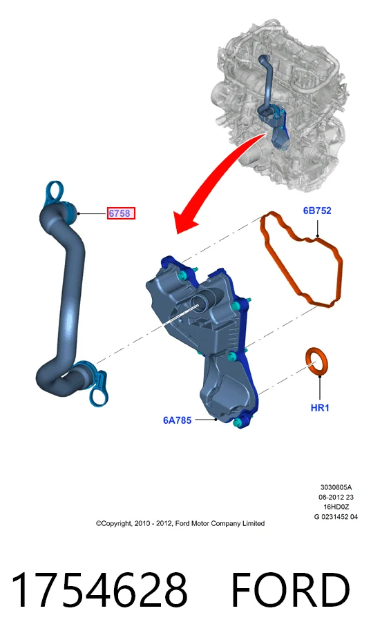 Cano derivado de ventilação de cárter (de separador de óleo) Ford Mondeo IV CA2