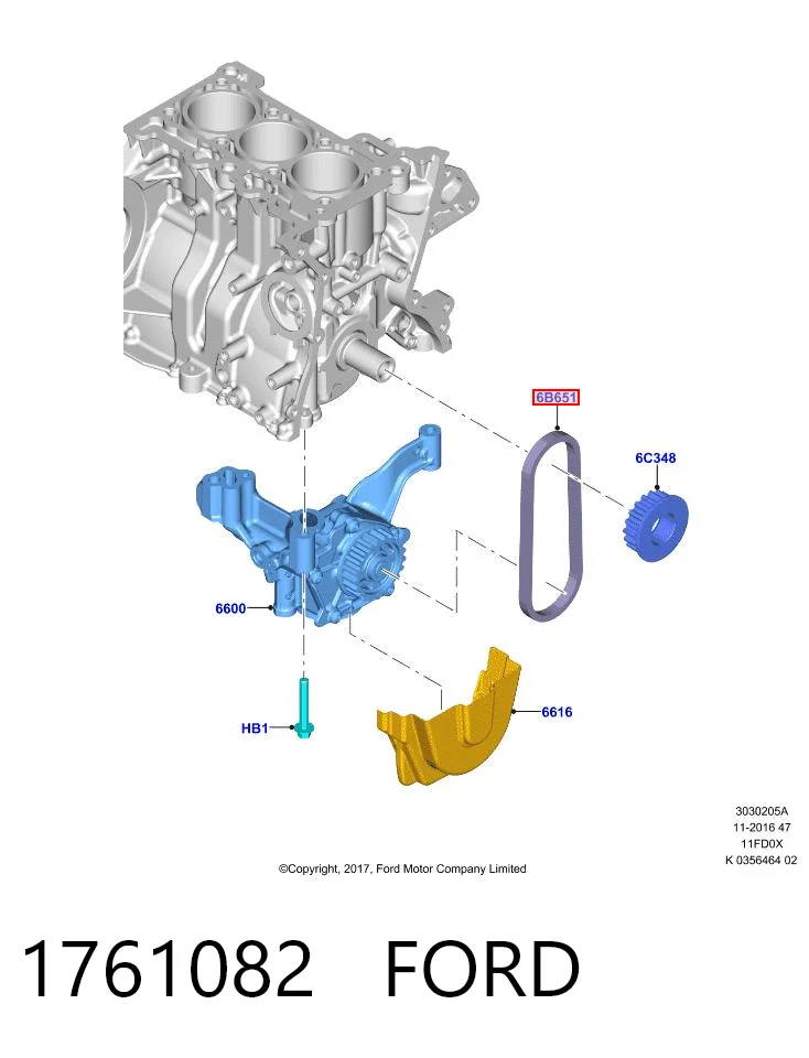 1761082 Ford Correia de bomba de óleo