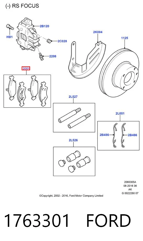 1763301 Ford Sapatas do freio dianteiras de disco