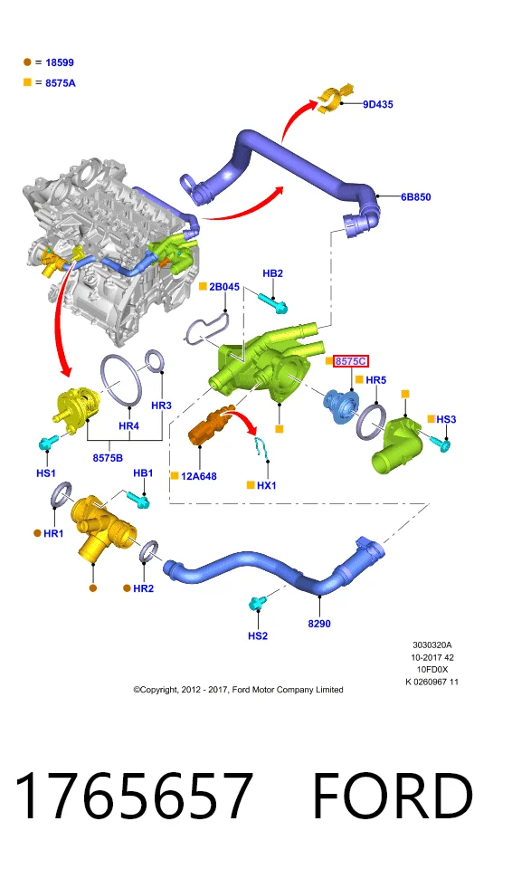1765657 Ford Termostato