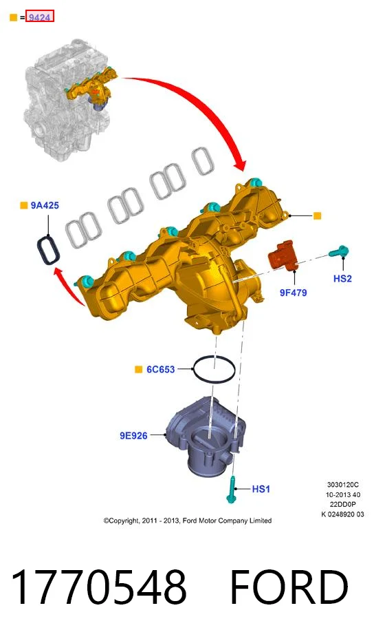 1770548 Ford Tubo coletor de admissão