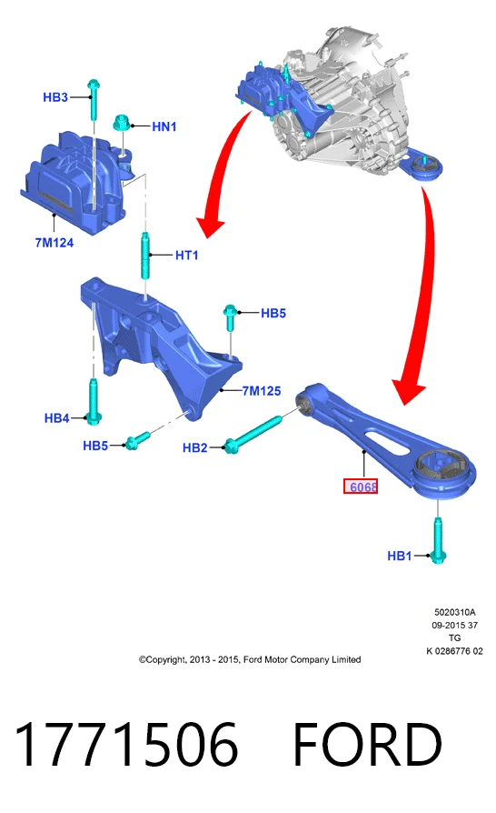 1771506 Ford Coxim (suporte) traseiro de motor