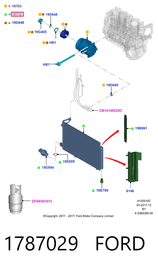 1787029 Ford Radiador de aparelho de ar condicionado