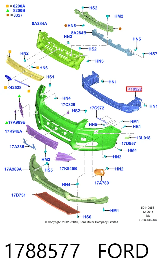  Reforçador do pára-choque dianteiro Ford Kuga II SUV (CBS) (2012 - 2019) II