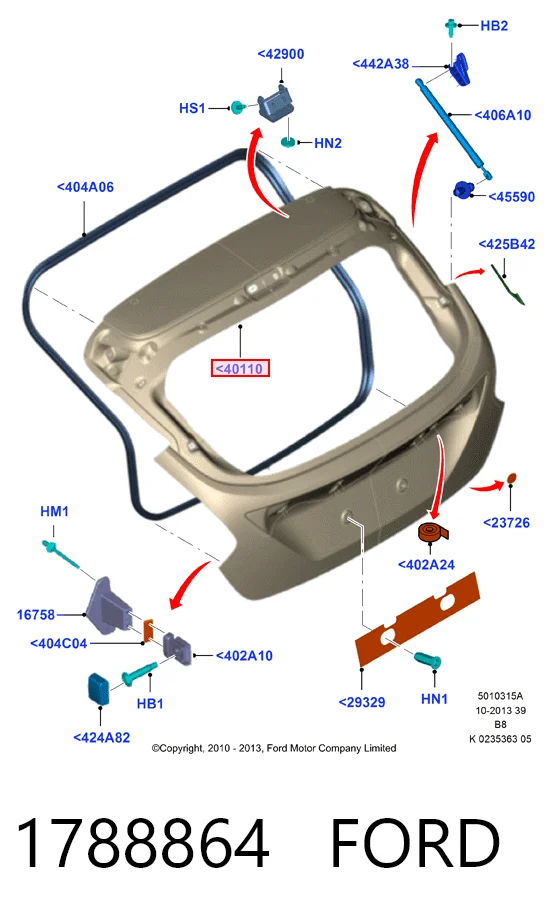  Porta traseira (3ª/5ª porta-malas (tampa de alcapão) Ford Focus III hatchback (CB8) (2010 - 2020) III