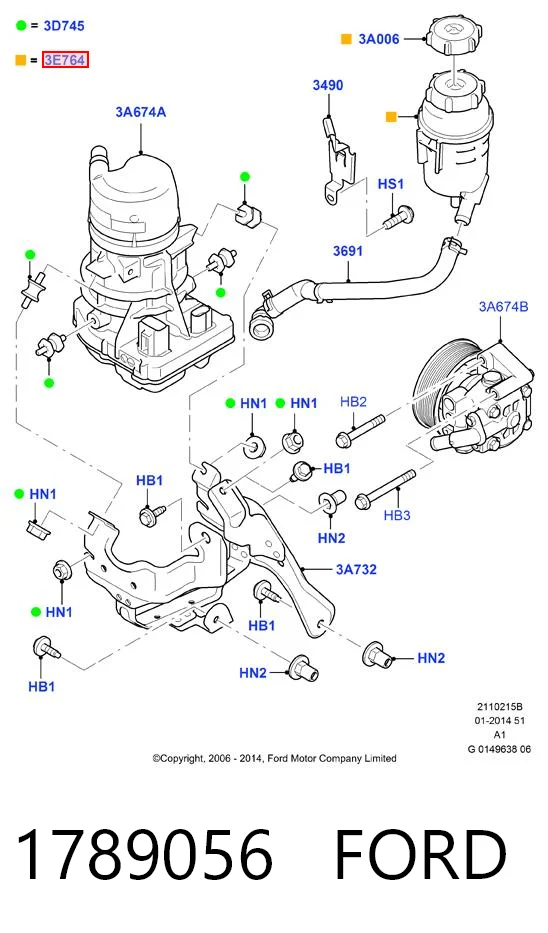 1789056 Ford Tanque de bomba da Direção hidrâulica assistida