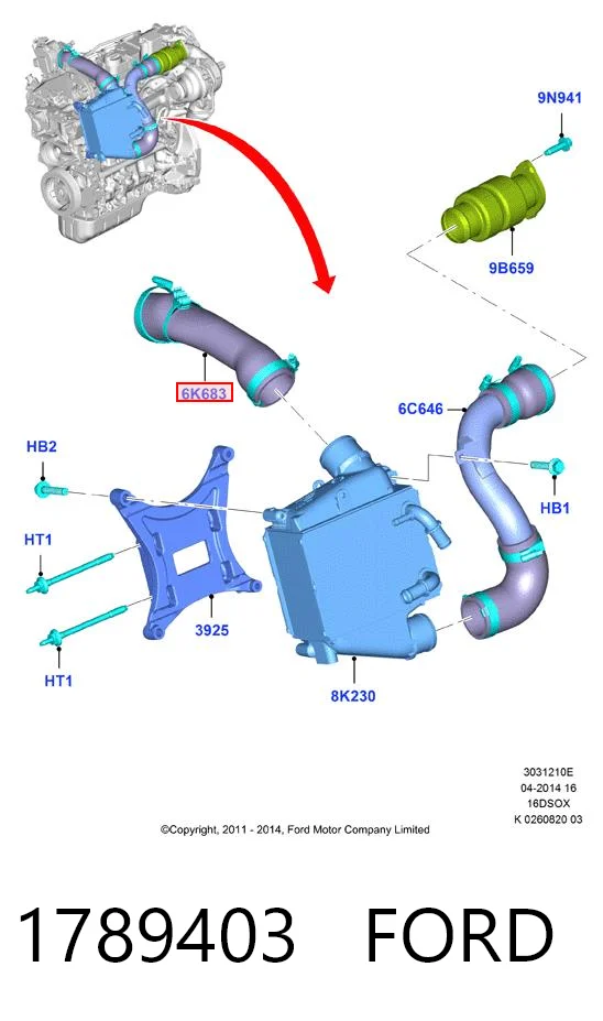 1789403 Ford Mangueira (cano derivado) de intercooler