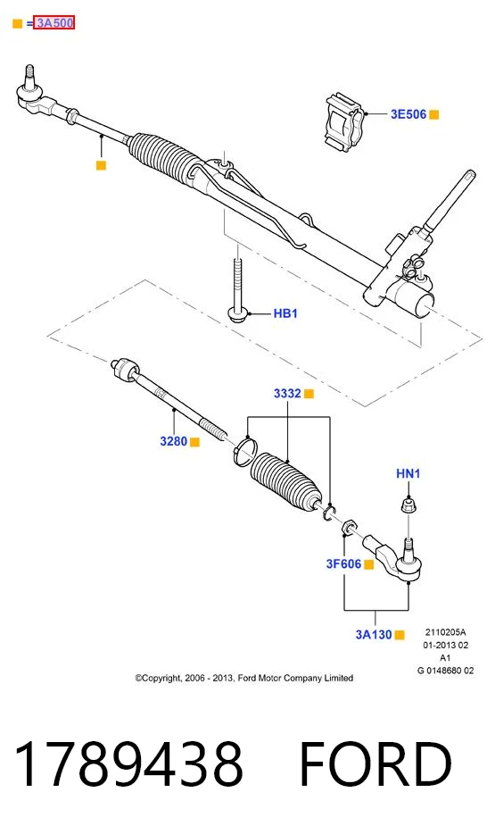 1789438 Ford Cremalheira da direção