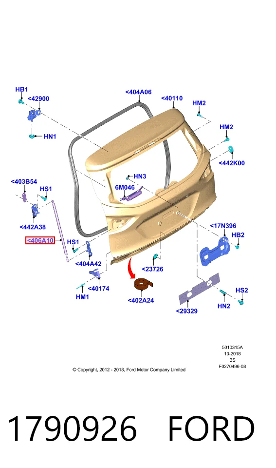 Amortecedor de tampa de porta-malas (de 3ª/5ª porta traseira) Ford Kuga II CBS ao melhor preço
