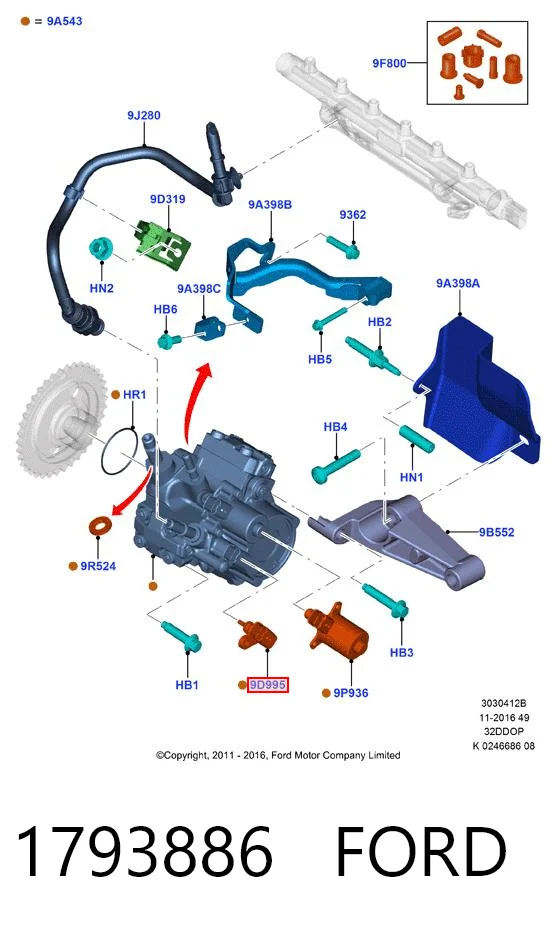 1793886 Ford Sensor de temperatura de combustível