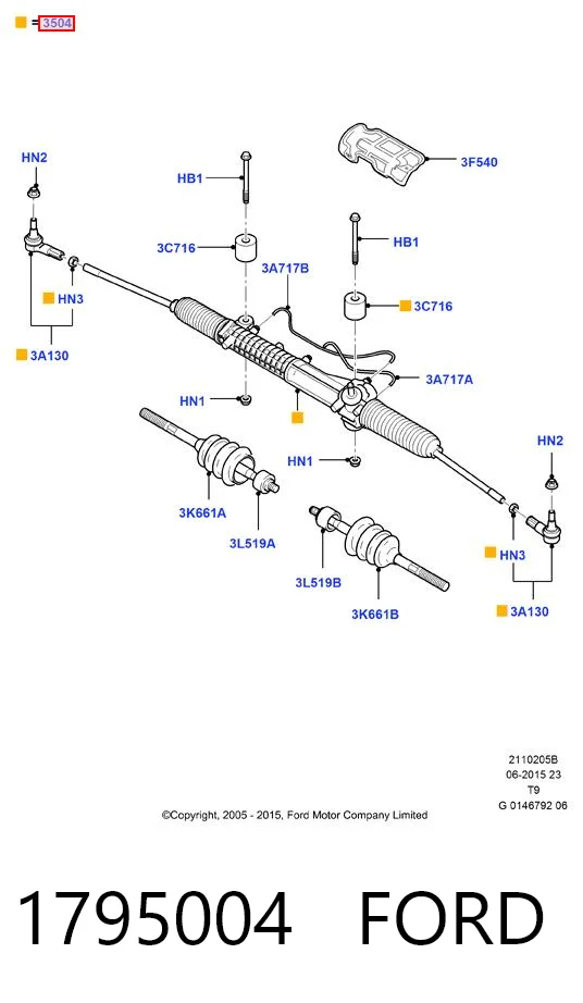 1795004 Ford Cremalheira da direção