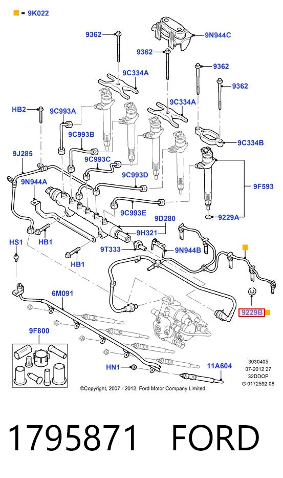 1795871 Ford Vedante anular de tubo de ligação de retorno de mangueira do injetor