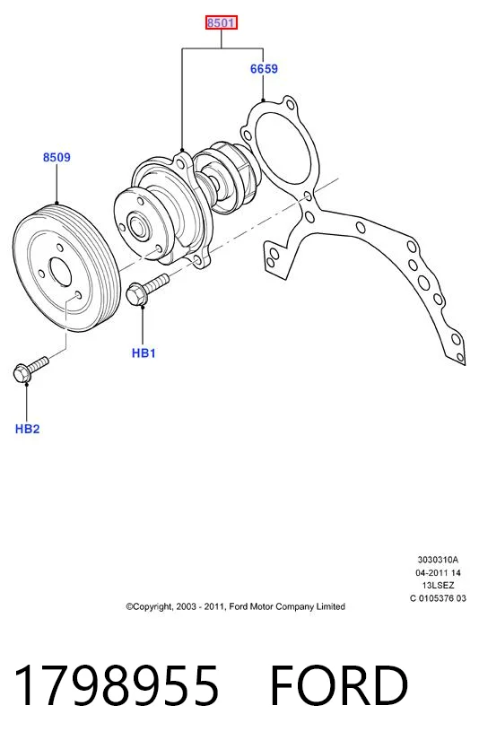 1798955 Ford Bomba de água (bomba) de esfriamento