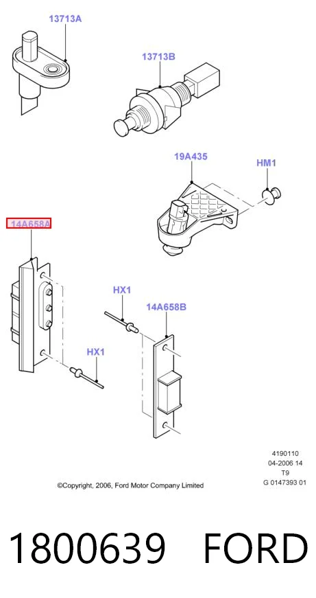 1800639 Ford Sensor de fechamento de portas (interruptor de fim de carreira), da porta deslizante, na carroçaria