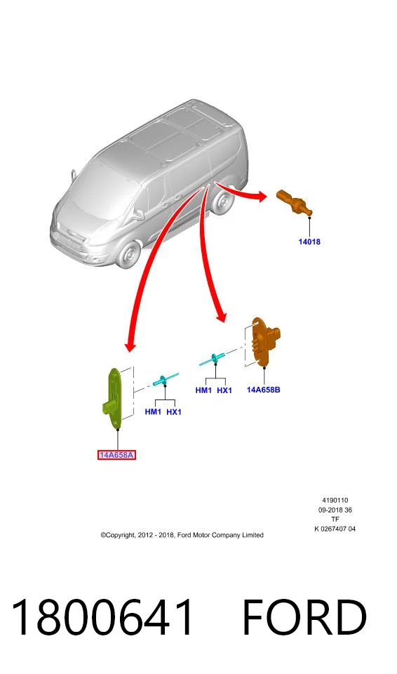 1800641 Ford Sensor de fechamento de portas (interruptor de fim de carreira), da porta deslizante, na carroçaria
