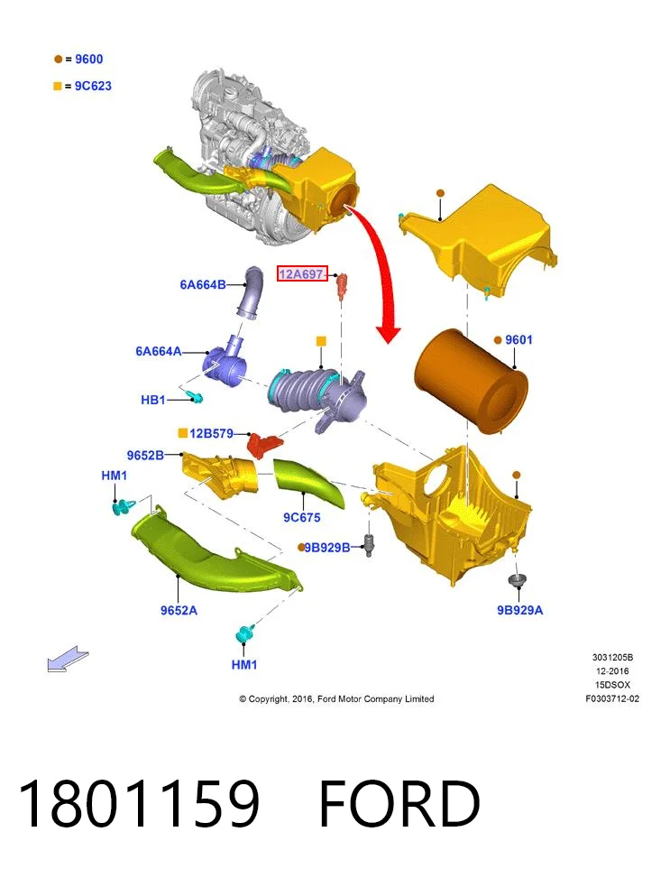 1801159 Ford Sensor de temperatura da mistura de ar