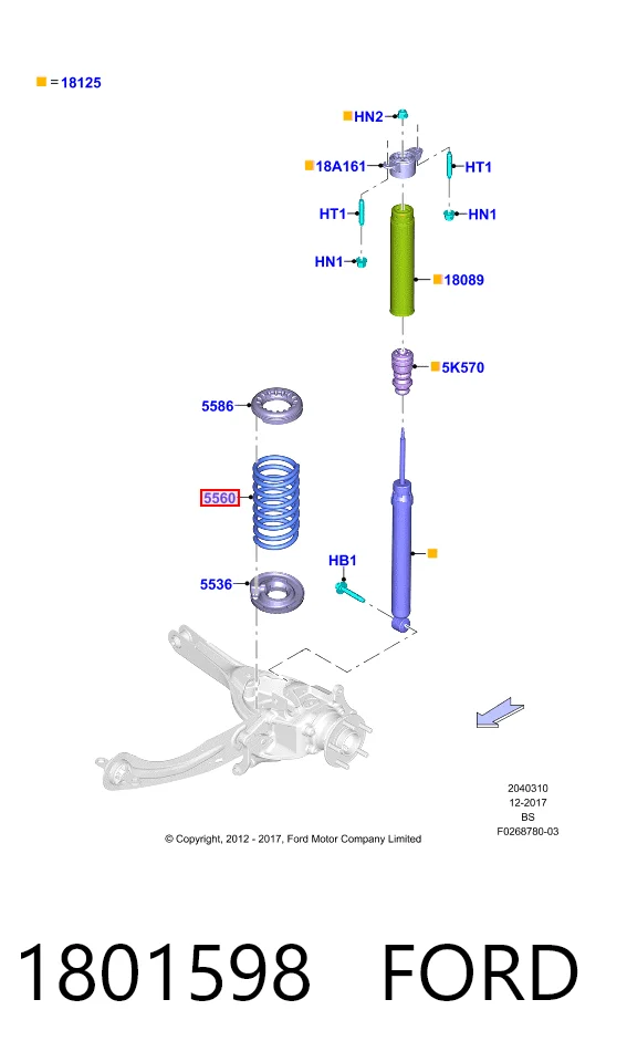 Mola traseira para Ford Kuga II CBS